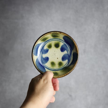 4寸皿 デイゴ 青 緑 やちむん 陶器 陶芸こまがた:7006082