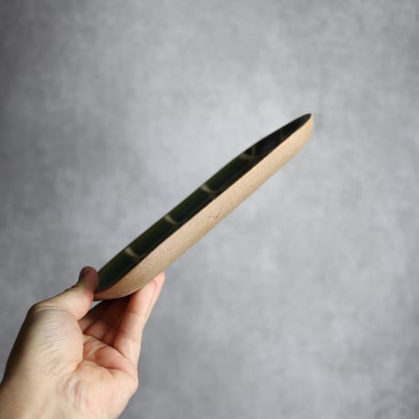 長角皿 中 タイル 緑 やちむん 陶器 一翠窯:7021002