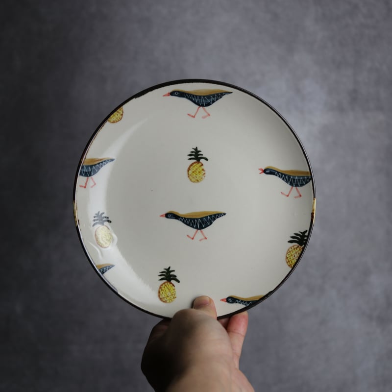 6寸皿B ヤンバルクイナパイン やちむん 陶器 アトリエクッチャネ