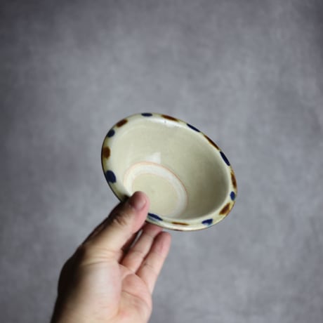 4寸ワンブーS2 飴 呉須釉 縁点打 やちむん 陶器 北窯 松田米司工房:7003013