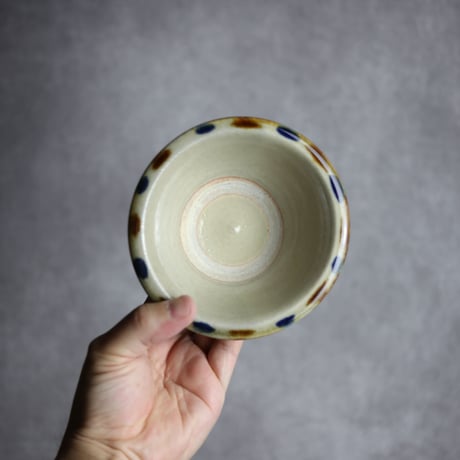 4寸ワンブーS2 飴 呉須釉 縁点打 やちむん 陶器 北窯 松田米司工房:7003013