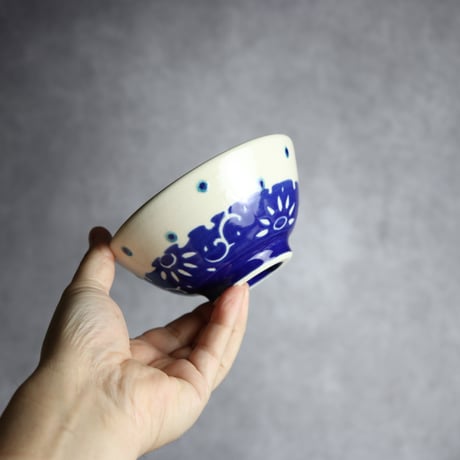4寸マカイ 呉須釉 唐草 やちむん 陶器 高江洲陶磁器:7205009
