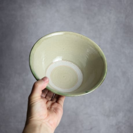 6寸マカイS1 緑釉 指描  波紋 やちむん 陶器 北窯 松田米司工房:7003012