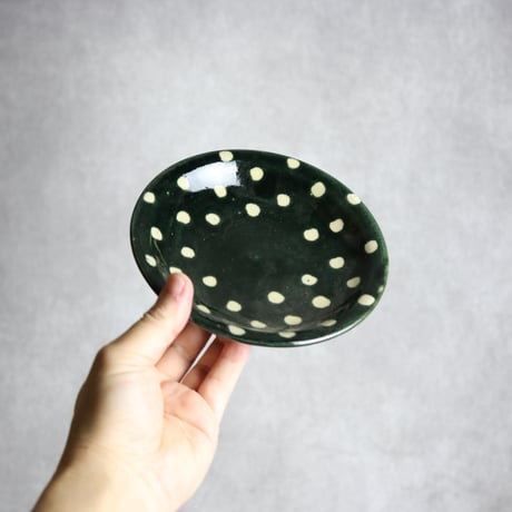 5寸皿 呉須釉 蝋抜 点打 やちむん 陶器 真南風工房:7011003