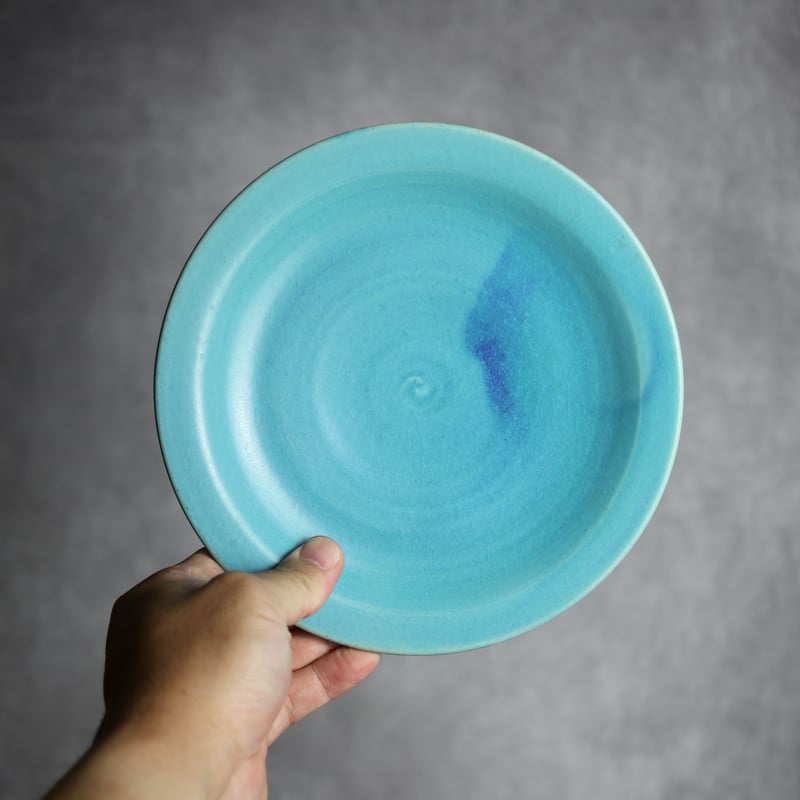 6寸リム皿1 トルコブルー やちむん 陶器 仁陶器工房:7023071 | MADE IN