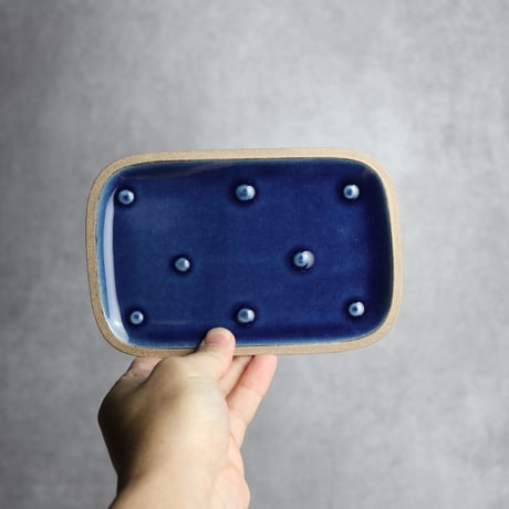 長角皿 小 点いっちん 呉須 やちむん 陶器 一翠窯:7021001