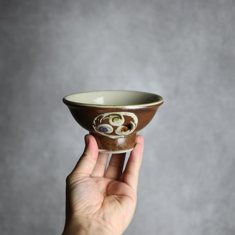 4寸マカイ2 イッチン 巴紋 やちむん 陶器 茂生窯:7015102