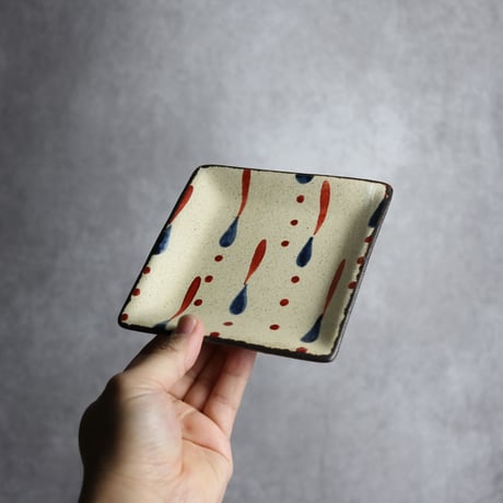 正方皿 小 しずく やちむん 陶器 一翠窯:7021021