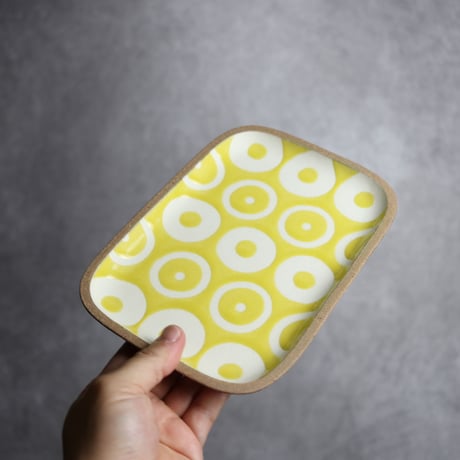 長角皿 中 ヘゴ 黃 やちむん 陶器 一翠窯:7021002