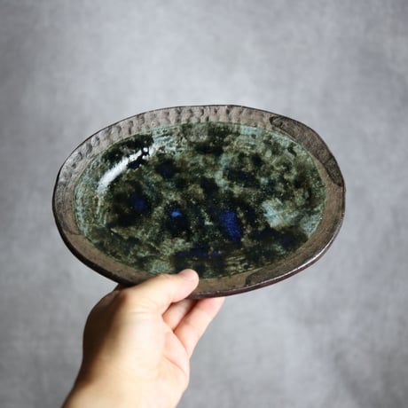 オーバルリム皿S1 孔雀 やちむん 陶器 sui:7022056