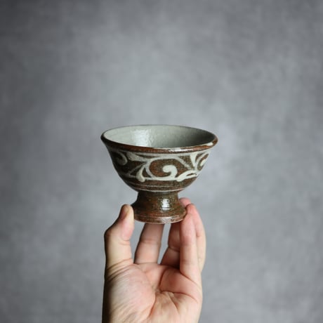 3寸 高杯鉢1 イッチン 唐草 やちむん 陶器 榮一工房:7013169