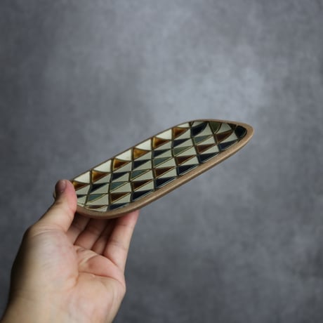 長角皿 小 ガーランド サンカク やちむん 陶器 一翠窯:7021001