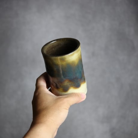 4寸筒1 緑釉 掛釉 やちむん 陶器 北窯 松田共司工房:7004049