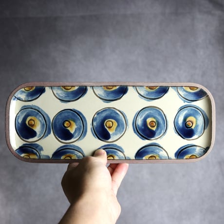 長角皿 長 ポミエ 呉須 やちむん 陶器 一翠窯:7021004