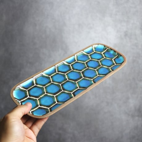 長角皿 長 カメ やちむん 陶器 一翠窯:7021004