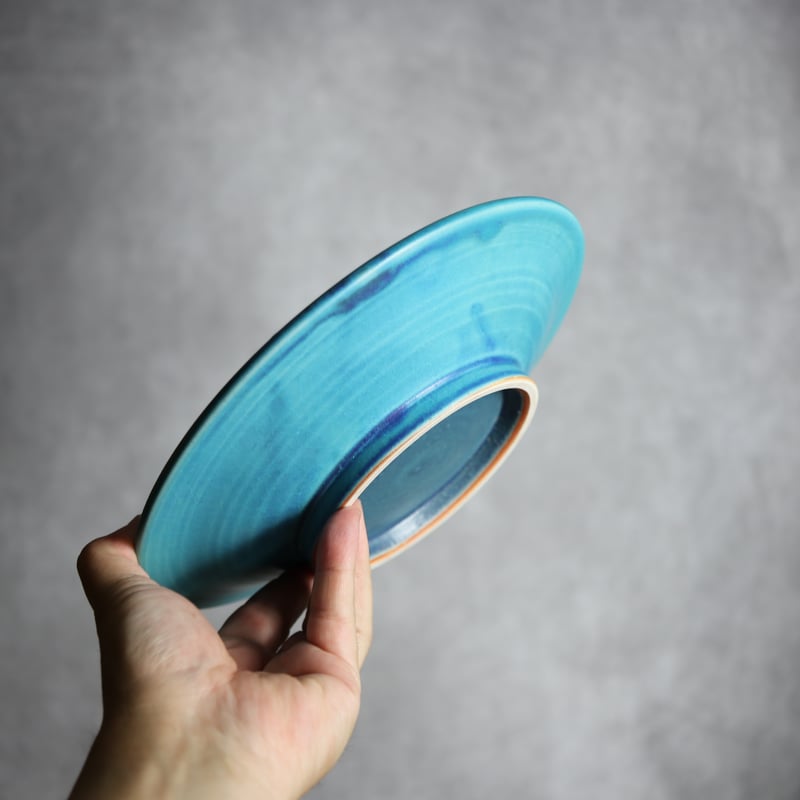 7寸リム皿2 トルコブルー やちむん 陶器 仁陶器工房:7023070 | MADE IN