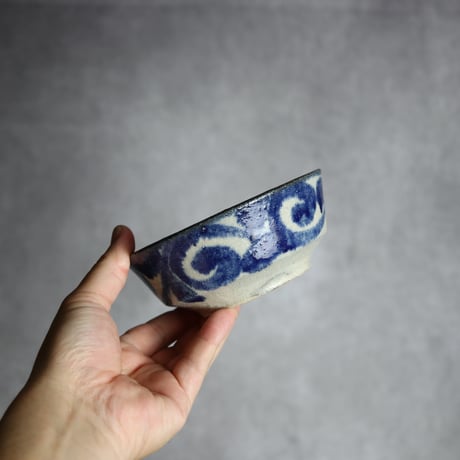 4寸安南鉢2 呉須釉 唐草 やちむん 陶器 榮一工房:7013155