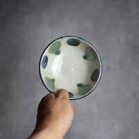 4寸鉢S2 呉須 緑釉 点打 やちむん 陶器 漂窯:7010012