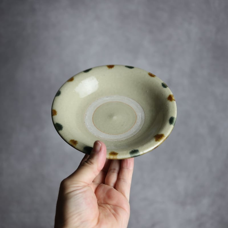 5寸皿S1 飴 呉須釉 縁点打 やちむん 陶器 北窯 松田米司工房:7003004