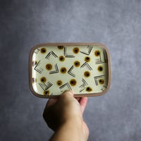 長角皿 小 サンディー 飴に呉須の点 やちむん 陶器 一翠窯:7021001