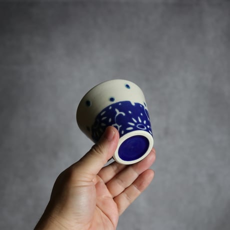 湯呑 呉須釉 唐草 やちむん 陶器 高江洲陶磁器:7205036