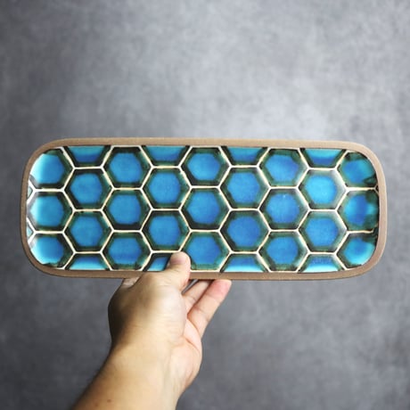 長角皿 長 カメ やちむん 陶器 一翠窯:7021004
