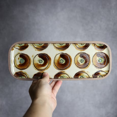 長角皿 長 ポミエ アメ 茶色 やちむん 陶器 一翠窯:7021004