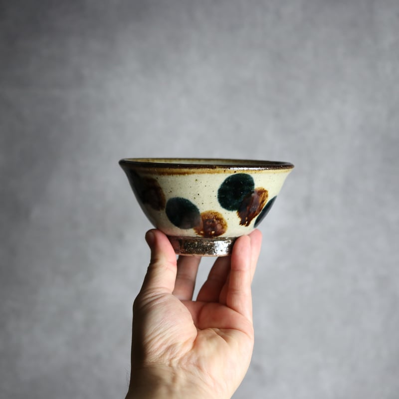 4寸マカイ 紺 茶 ドット やちむん 陶器 陶芸こまがた:7006072 | MADE