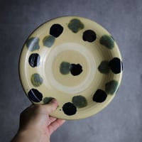 7寸皿1 呉須 緑釉 点打 やちむん 陶器 北窯 宮城正享工房:7005007