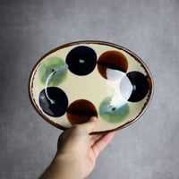 オーバル皿4 三彩丸紋 やちむん 陶器 エドメ陶房:7201002