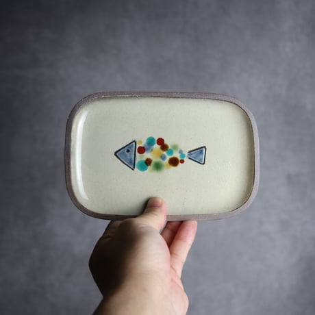 長角皿 小 赤絵 魚 やちむん 陶器 一翠窯:7021017