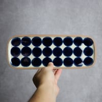 長角皿 長 呉須丸紋 やちむん 陶器 一翠窯:7021004