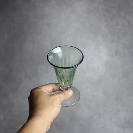 琉球ガラス ヴィンテージ食前酒グラス 緑  工房glass32：7105022
