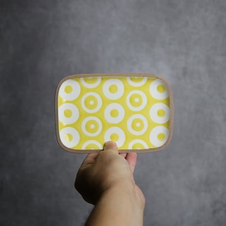 長角皿 小 ヘゴ 黃 やちむん 陶器 一翠窯:7021001