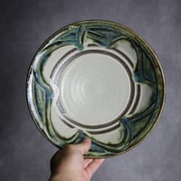 8寸皿2 緑釉 指描 やちむん 陶器 榮一工房:7013025