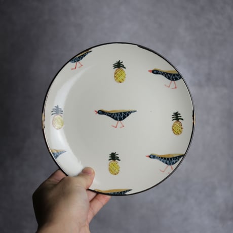6寸皿B ヤンバルクイナパイン やちむん 陶器 アトリエクッチャネ:7026008