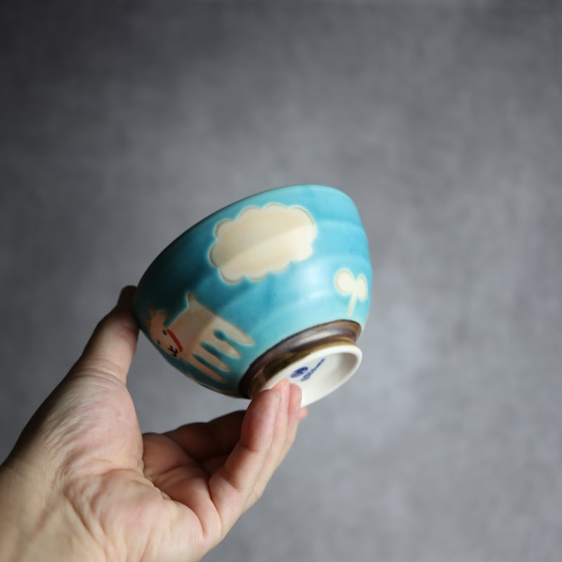 沖縄　やちむん　作家物　アトリエクッチャネ　ヤギ　飯碗　小丼 沖縄 やちむん 作家物 アトリエクッチャネ ヤギ 飯碗 小丼