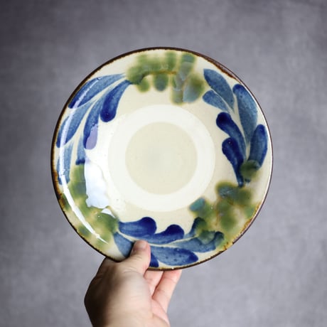 7寸皿1S 呉須 緑釉 葡萄 やちむん 陶器 いずみ窯:7028019