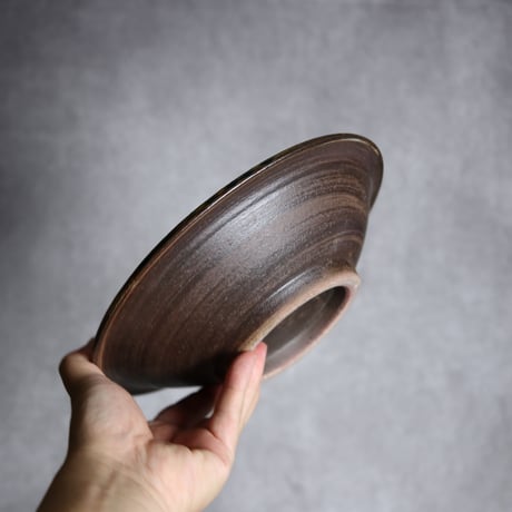 7寸皿2 飴 呉須釉 唐草 やちむん 陶器 榮一工房:7013019