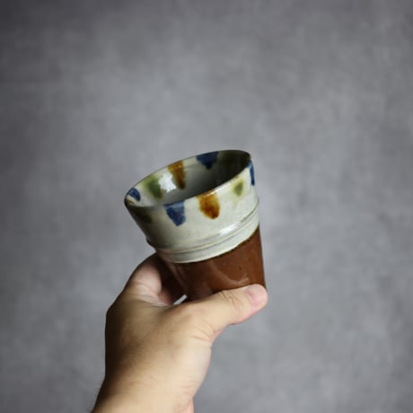 陶カップ2 三彩 点打 やちむん 陶器 茂生窯:7015147