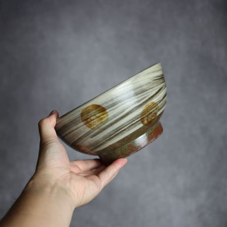 6寸鉢S4 飴釉 点打 刷毛目 やちむん 陶器 北窯 松田米司工房:7003036
