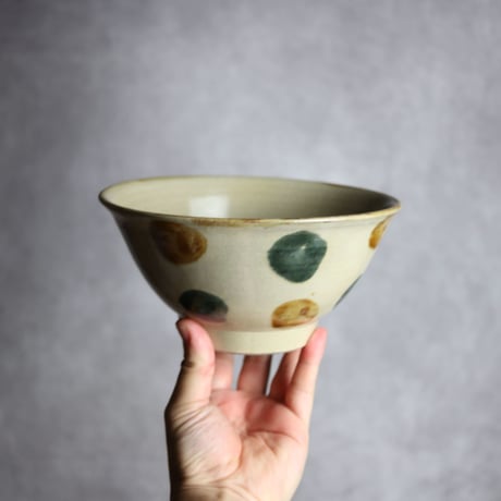 6寸マカイS1  飴 呉須釉 点打 やちむん 陶器 北窯 松田米司工房:7003012