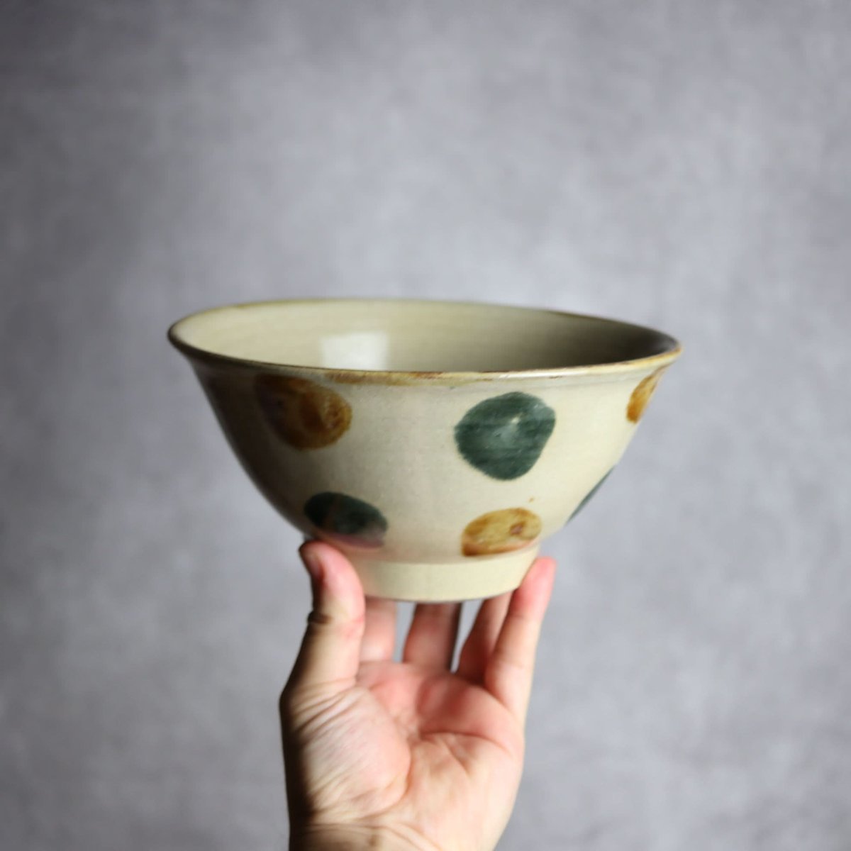6寸マカイS1 飴 呉須釉 点打 やちむん 陶器 北窯 松田米司工房:7003012