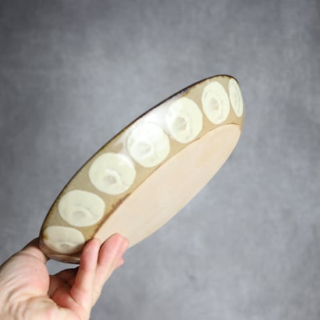 オーバル皿1 三彩紋 やちむん 陶器 エドメ陶房:7201002