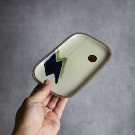 長角皿 小 かみなり やちむん 陶器 一翠窯:7021001