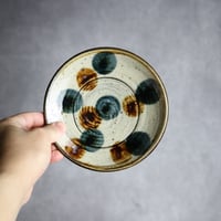 5寸皿 ドット 紺 茶 刷毛目 やちむん 陶器 陶芸こまがた:7006015