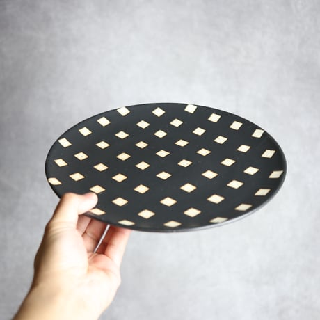 モノクロ皿 角 大 やちむん 陶器 陶factory509:7017024