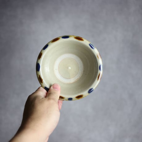 4寸ワンブーS3 飴 呉須釉 縁点打 やちむん 陶器 北窯 松田米司工房:7003013
