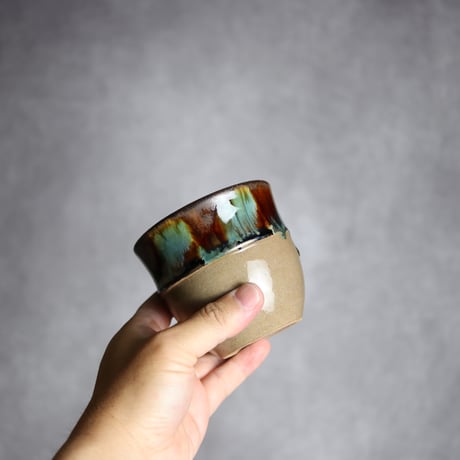 丸フリーカップ1 三彩紋 やちむん 陶器 エドメ陶房:7201009