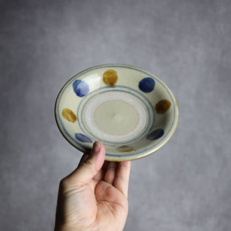 5寸皿S2 飴 呉須釉 点打 やちむん 陶器 北窯 松田米司工房:7003004